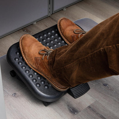 Foot Rest, Under Desk at Work, Ergonomic, Height Adjustable, Office, Plastic, 17"L x 13"W x 6.25"H, Black