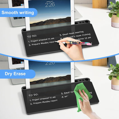 Desktop Glass Whiteboard with Storage, Desk Dry Erase White Board Black