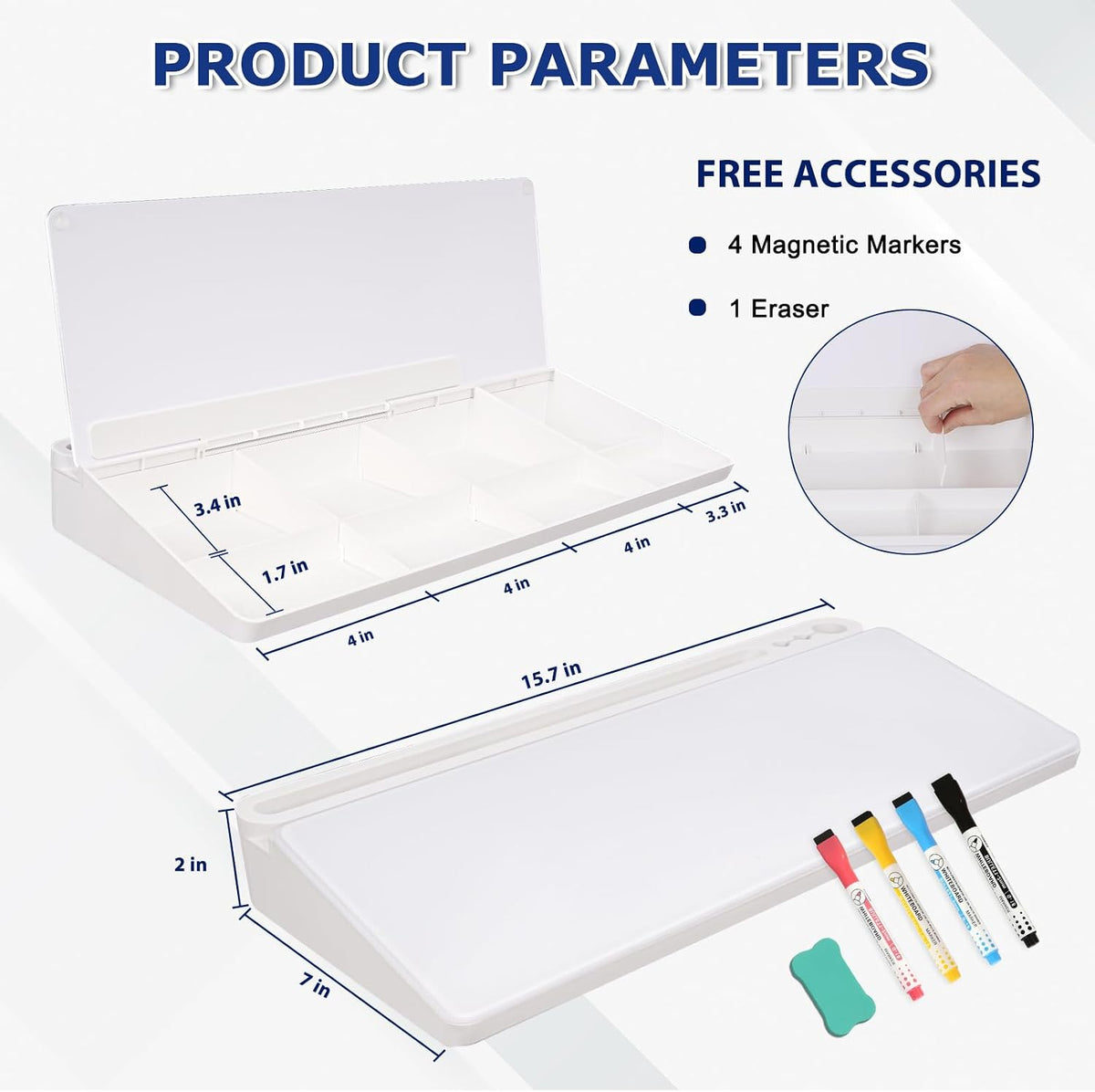 Desktop Glass Whiteboard with Storage, Desk Dry Erase White Board Black