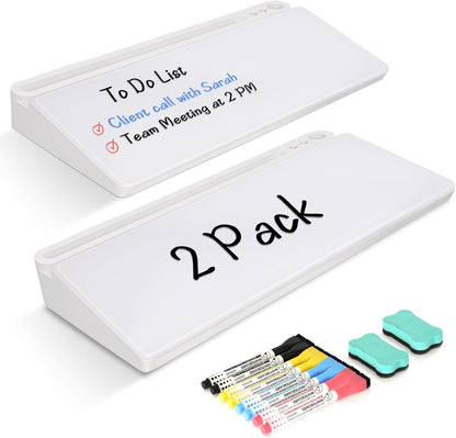 Desktop Glass Whiteboard with Storage, Desk Dry Erase White Board Black