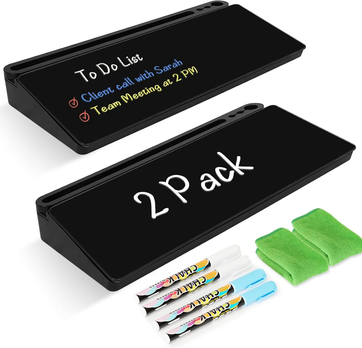 Desktop Glass Whiteboard with Storage, Desk Dry Erase White Board Black