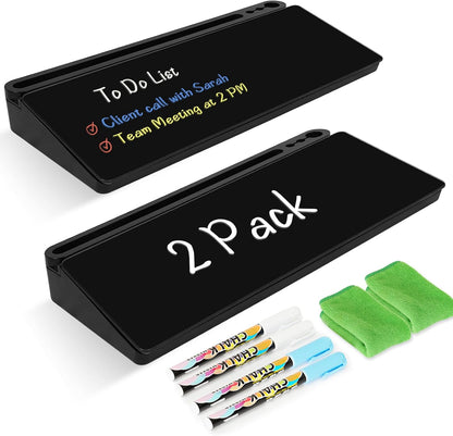 Desktop Glass Whiteboard with Storage, Desk Dry Erase White Board Black