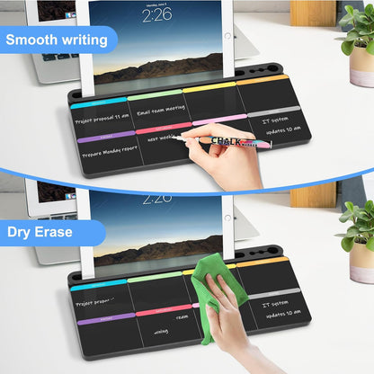 Desktop Glass Whiteboard with Storage, Desk Dry Erase White Board Black