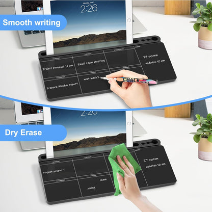 Desktop Glass Whiteboard with Storage, Desk Dry Erase White Board Black