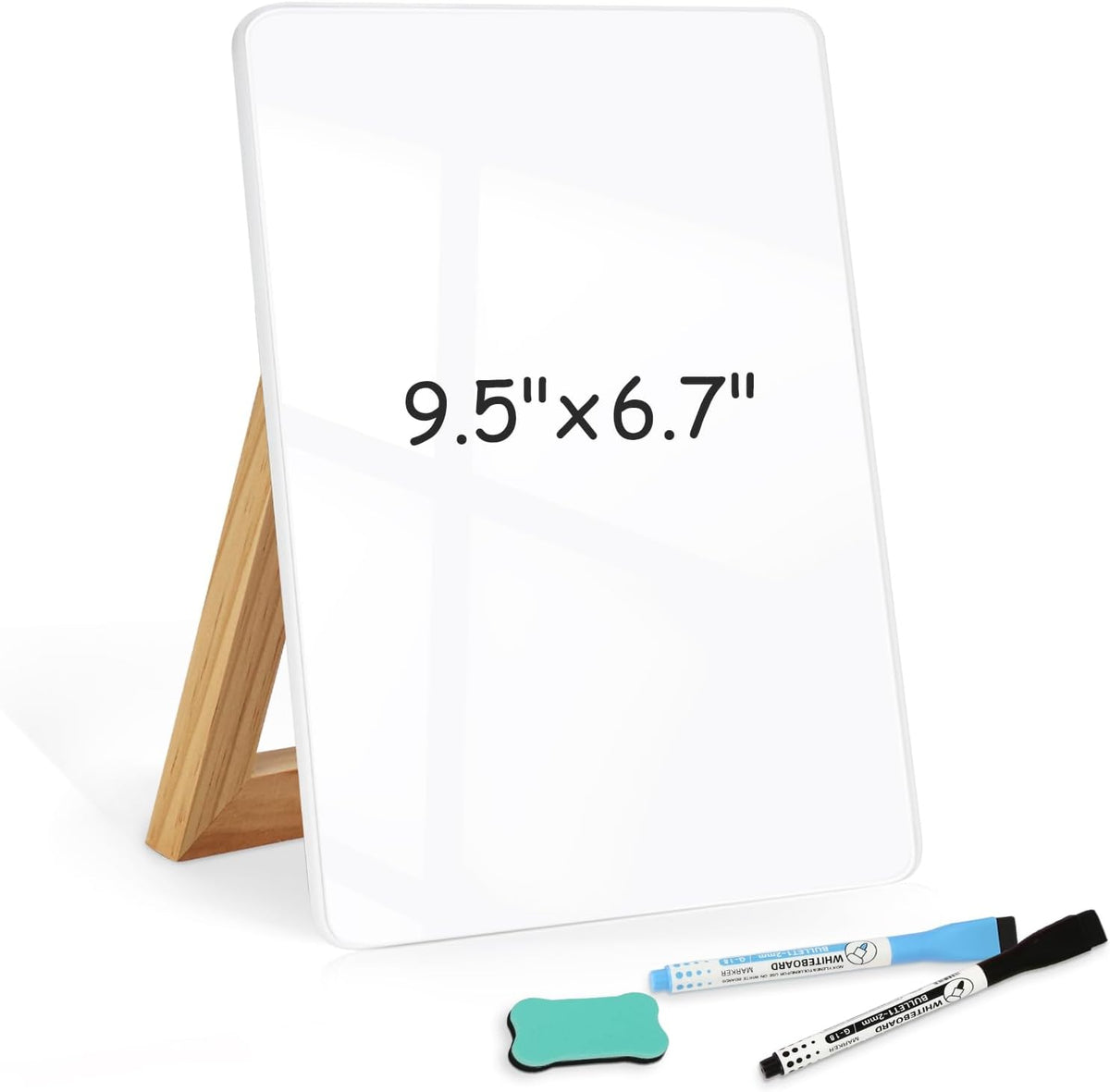 Desktop Glass Whiteboard with Storage, Desk Dry Erase White Board Black