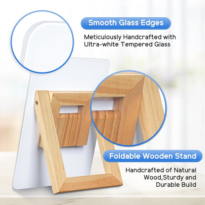 Desktop Glass Whiteboard with Storage, Desk Dry Erase White Board Black