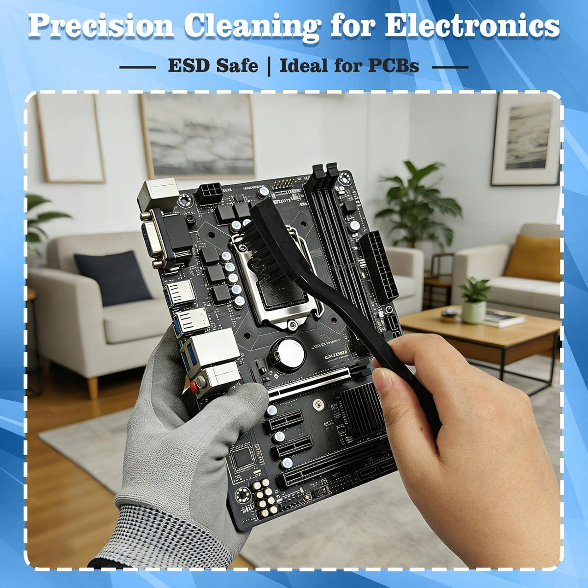 Anti Static Brush Kit,5PCS ESD Brush for Electronics Cleaning,ESD-Safe Nylon Bristles PCB Cleaning Brush,Static Dissipative Keyboard Cleaning Brushes Set for PC Motherboard Circuit Board Components