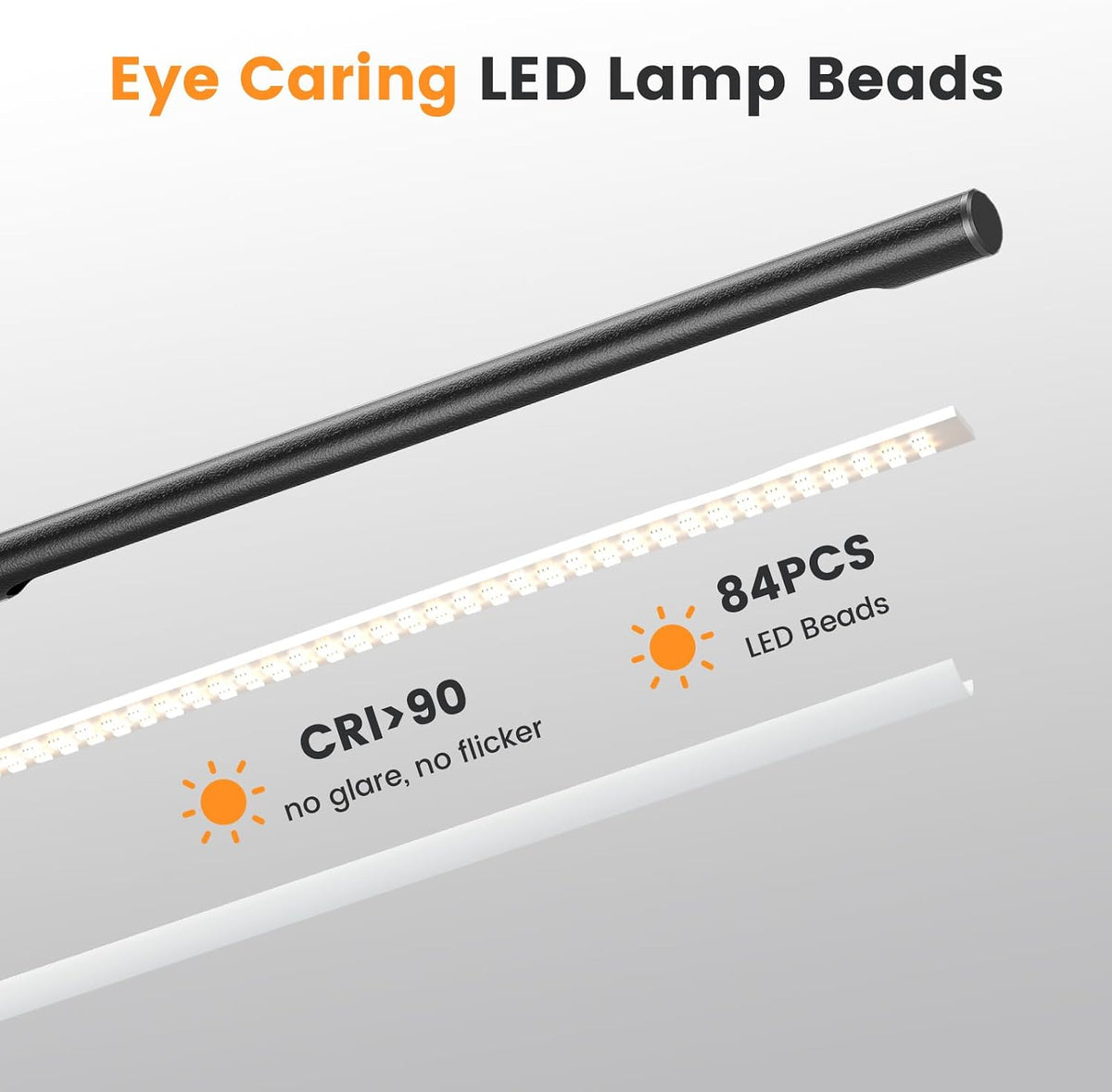 Metal LED Desk Lamp, 16" Dimmable Desk Light with Base, 15W 1200LM, Adapter Included, Color & Brightness Adjustable, Modern Tall Table Lamp for Home Office Reading Study Task Laptop, Black