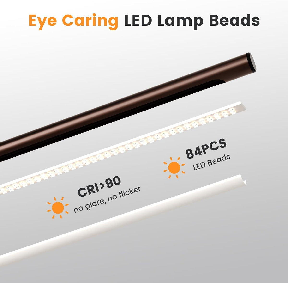 Metal LED Desk Lamp, 16" Dimmable Desk Light with Base, 15W 1200LM, Adapter Included, Color & Brightness Adjustable, Modern Tall Table Lamp for Home Office Reading Study Task Laptop, Black