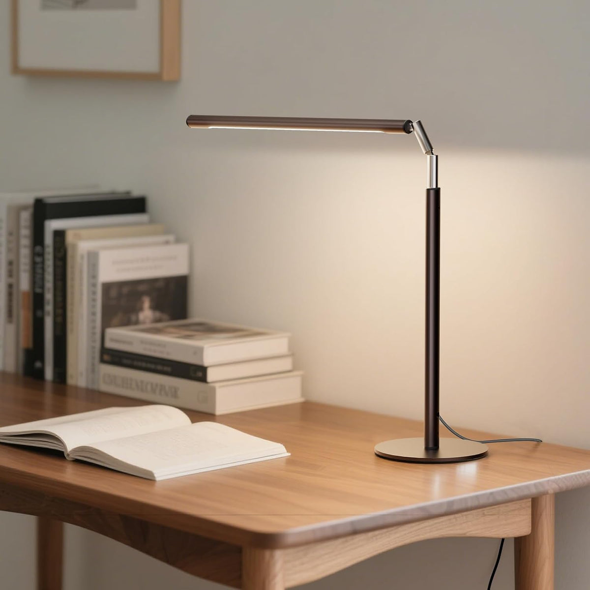 Metal LED Desk Lamp, 16" Dimmable Desk Light with Base, 15W 1200LM, Adapter Included, Color & Brightness Adjustable, Modern Tall Table Lamp for Home Office Reading Study Task Laptop, Black