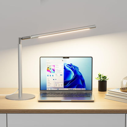 Metal LED Desk Lamp, 16" Dimmable Desk Light with Base, 15W 1200LM, Adapter Included, Color & Brightness Adjustable, Modern Tall Table Lamp for Home Office Reading Study Task Laptop, Black