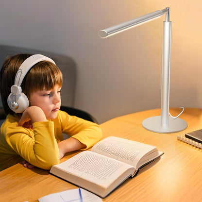 Metal LED Desk Lamp, 16" Dimmable Desk Light with Base, 15W 1200LM, Adapter Included, Color & Brightness Adjustable, Modern Tall Table Lamp for Home Office Reading Study Task Laptop, Black