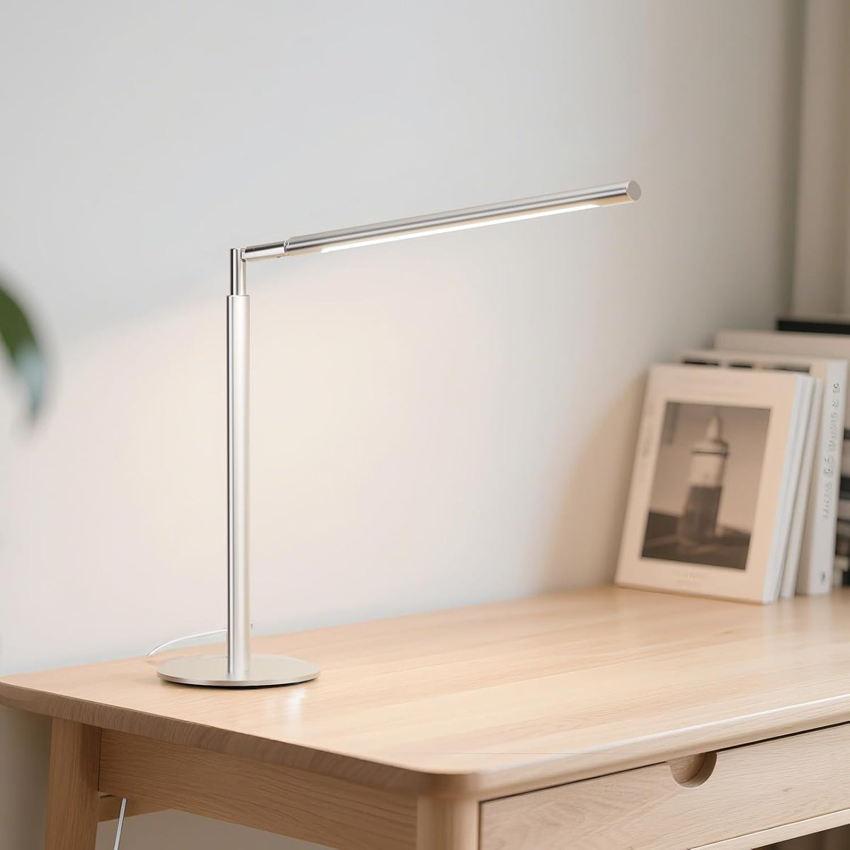 Metal LED Desk Lamp, 16" Dimmable Desk Light with Base, 15W 1200LM, Adapter Included, Color & Brightness Adjustable, Modern Tall Table Lamp for Home Office Reading Study Task Laptop, Black