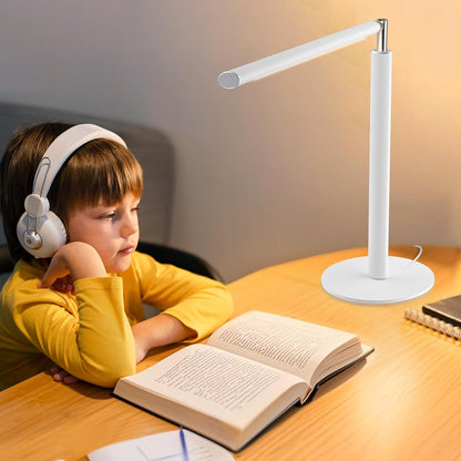 Metal LED Desk Lamp, 16" Dimmable Desk Light with Base, 15W 1200LM, Adapter Included, Color & Brightness Adjustable, Modern Tall Table Lamp for Home Office Reading Study Task Laptop, Black