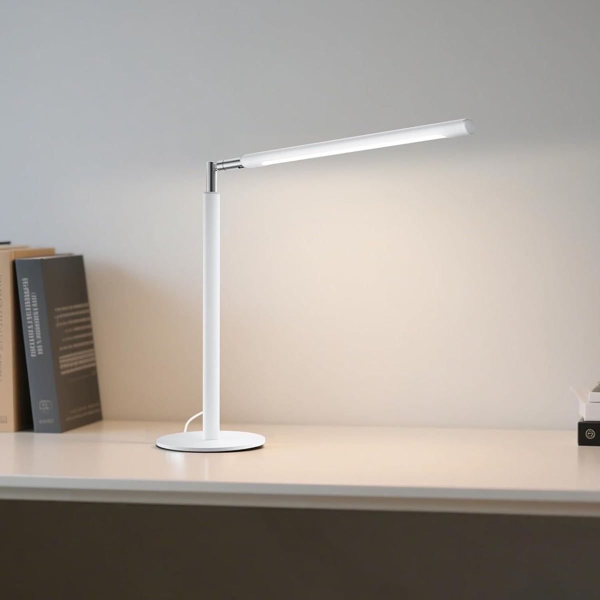 Metal LED Desk Lamp, 16" Dimmable Desk Light with Base, 15W 1200LM, Adapter Included, Color & Brightness Adjustable, Modern Tall Table Lamp for Home Office Reading Study Task Laptop, Black
