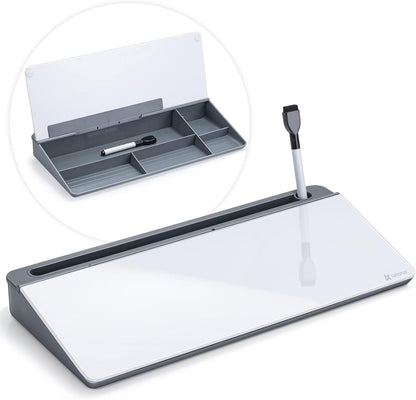 Desktop Whiteboard with Storage, Desk Organizer Dry Erase Glass White Board to-do List Memo Notepad for Home Office and School Supplies (Black)