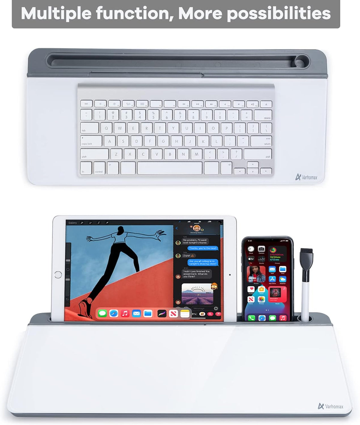 Desktop Whiteboard with Storage, Desk Organizer Dry Erase Glass White Board to-do List Memo Notepad for Home Office and School Supplies (Black)