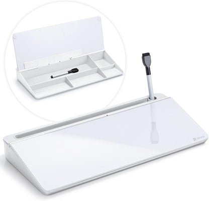 Desktop Whiteboard with Storage, Desk Organizer Dry Erase Glass White Board to-do List Memo Notepad for Home Office and School Supplies (Black)
