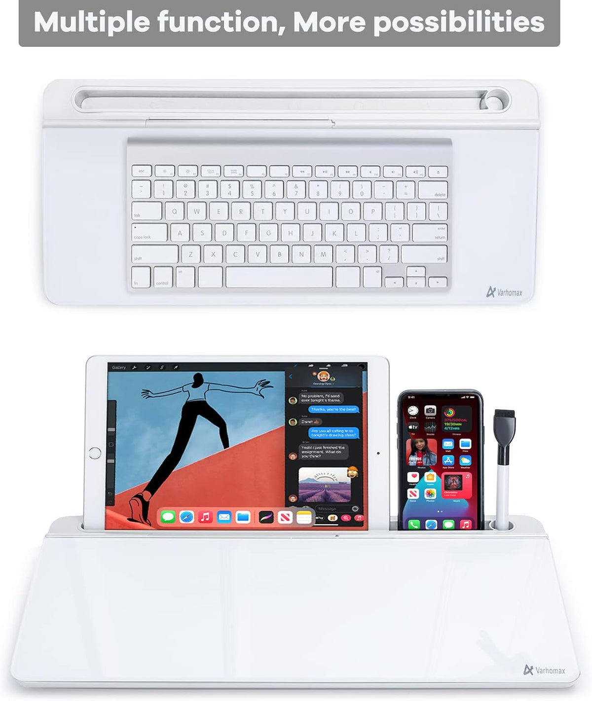 Desktop Whiteboard with Storage, Desk Organizer Dry Erase Glass White Board to-do List Memo Notepad for Home Office and School Supplies (Black)
