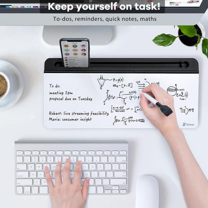 Desktop Whiteboard with Storage, Desk Organizer Dry Erase Glass White Board to-do List Memo Notepad for Home Office and School Supplies (Black)