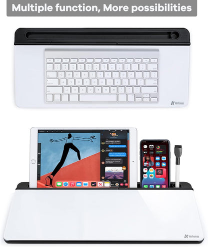 Desktop Whiteboard with Storage, Desk Organizer Dry Erase Glass White Board to-do List Memo Notepad for Home Office and School Supplies (Black)