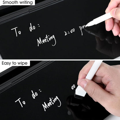 Desktop Whiteboard with Storage, Desk Organizer Dry Erase Glass White Board to-do List Memo Notepad for Home Office and School Supplies (Black)
