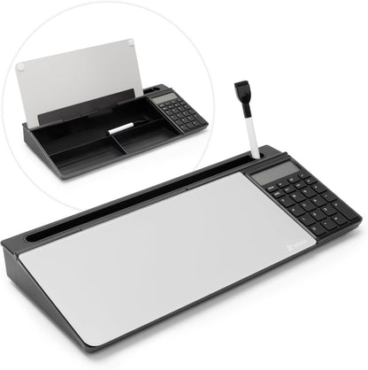 Desktop Whiteboard with Storage, Desk Organizer Dry Erase Glass White Board to-do List Memo Notepad for Home Office and School Supplies (Black)