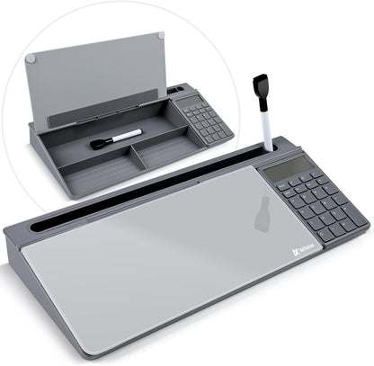 Desktop Whiteboard with Storage, Desk Organizer Dry Erase Glass White Board to-do List Memo Notepad for Home Office and School Supplies (Black)