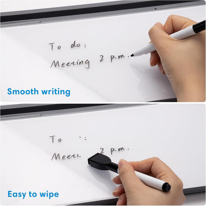 Desktop Whiteboard with Storage, Desk Organizer Dry Erase Glass White Board to-do List Memo Notepad for Home Office and School Supplies (Black)