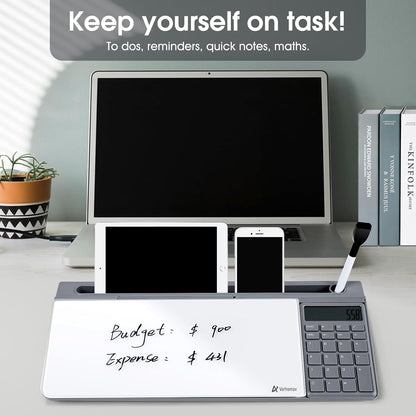 Desktop Whiteboard with Storage, Desk Organizer Dry Erase Glass White Board to-do List Memo Notepad for Home Office and School Supplies (Black)