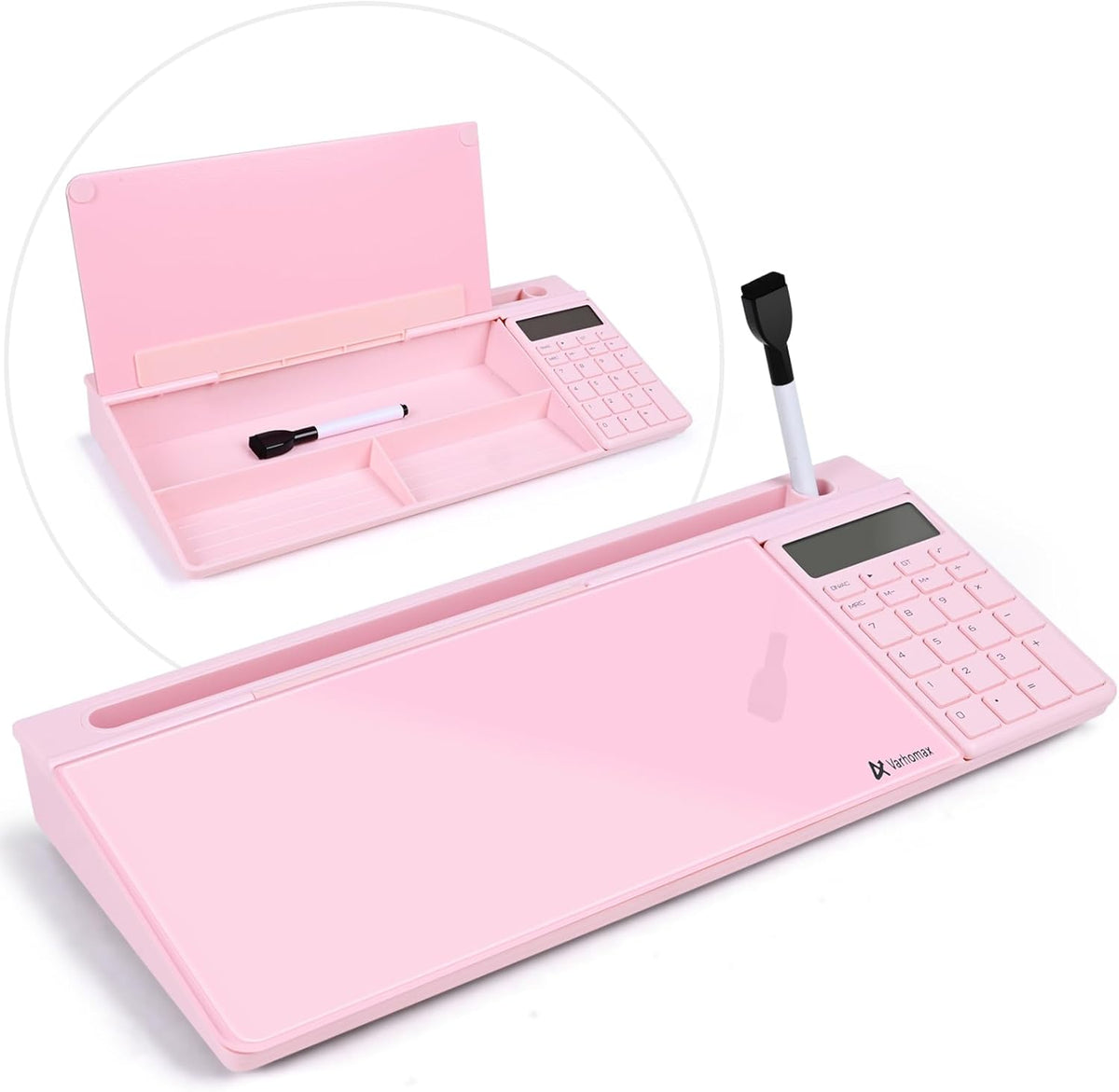 Desktop Whiteboard with Storage, Desk Organizer Dry Erase Glass White Board to-do List Memo Notepad for Home Office and School Supplies (Black)