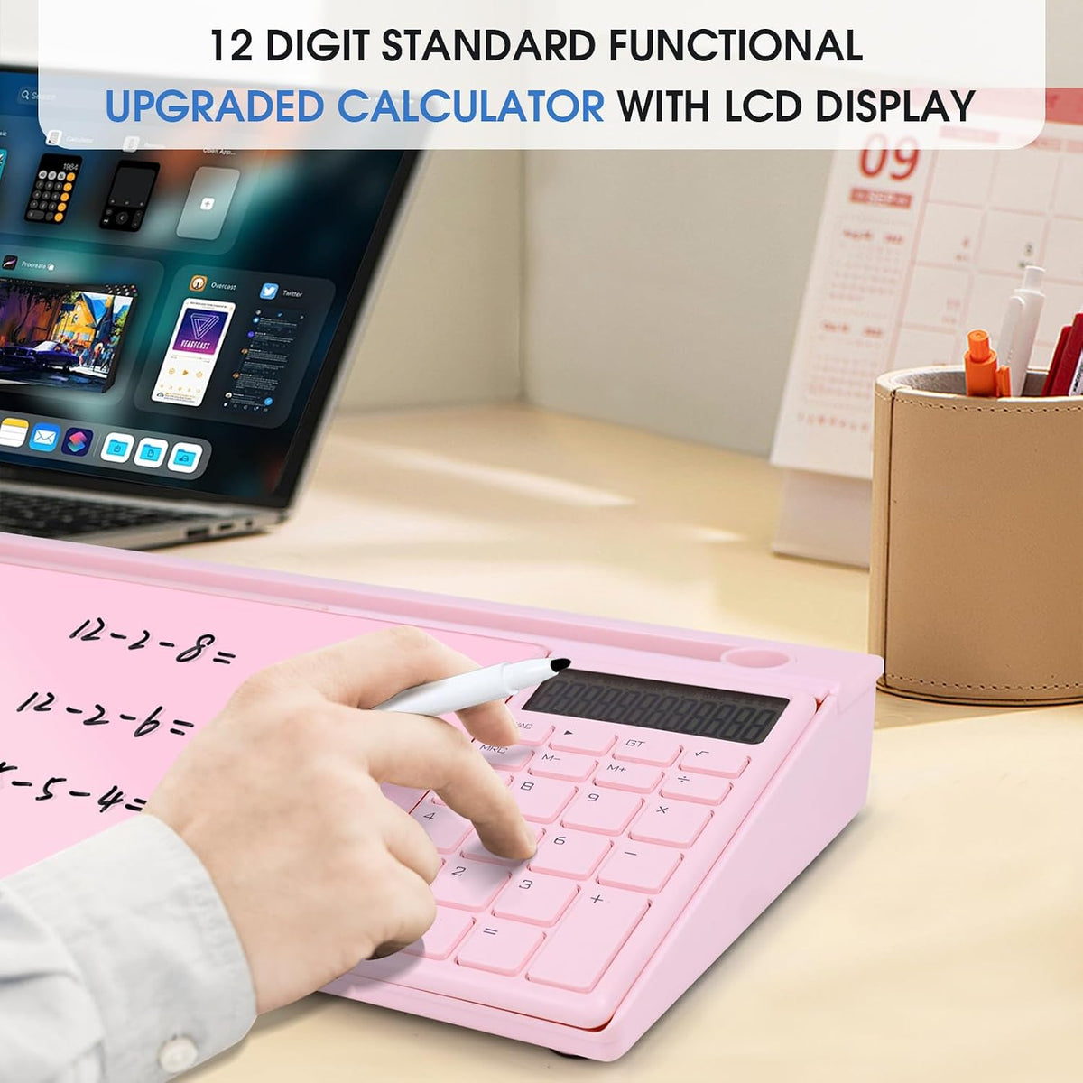 Desktop Whiteboard with Storage, Desk Organizer Dry Erase Glass White Board to-do List Memo Notepad for Home Office and School Supplies (Black)