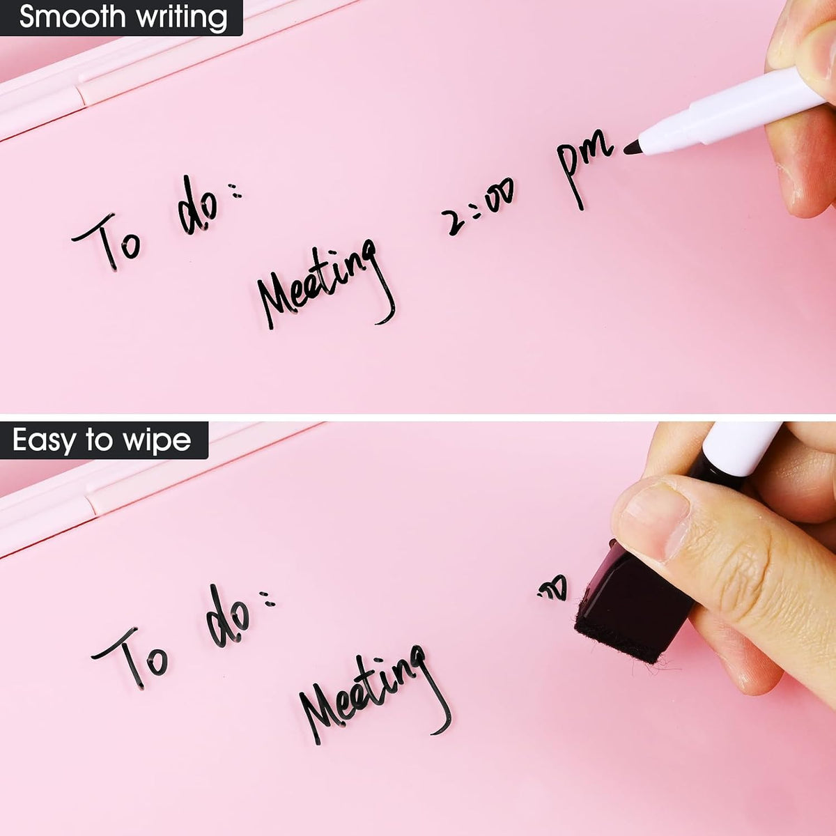 Desktop Whiteboard with Storage, Desk Organizer Dry Erase Glass White Board to-do List Memo Notepad for Home Office and School Supplies (Black)