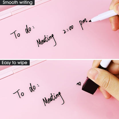 Desktop Whiteboard with Storage, Desk Organizer Dry Erase Glass White Board to-do List Memo Notepad for Home Office and School Supplies (Black)