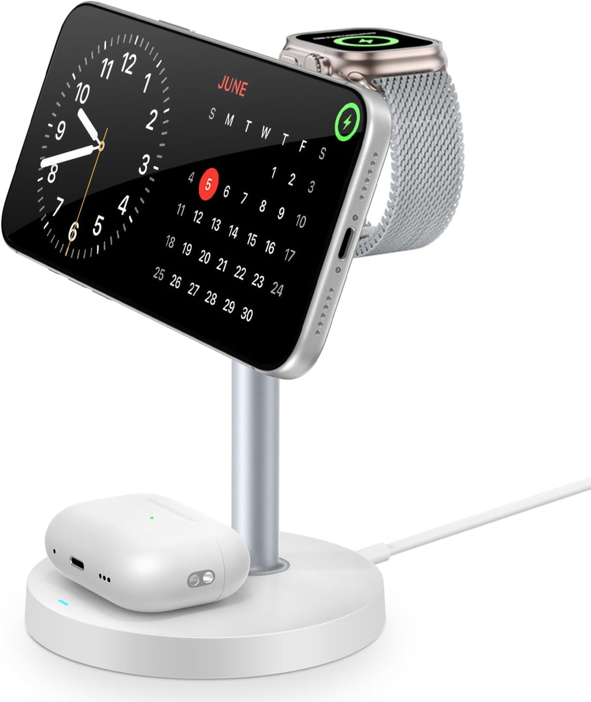 3 in 1 Magnetic Wireless Charging Station, 15W Charger for iPhone, White