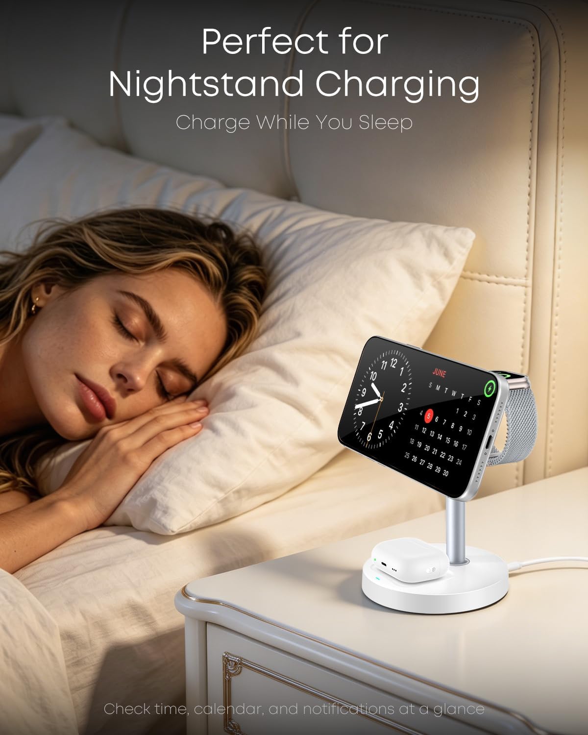 3 in 1 Magnetic Wireless Charging Station, 15W Charger for iPhone, White
