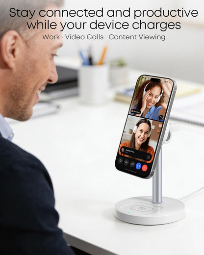 3 in 1 Magnetic Wireless Charging Station, 15W Charger for iPhone, White