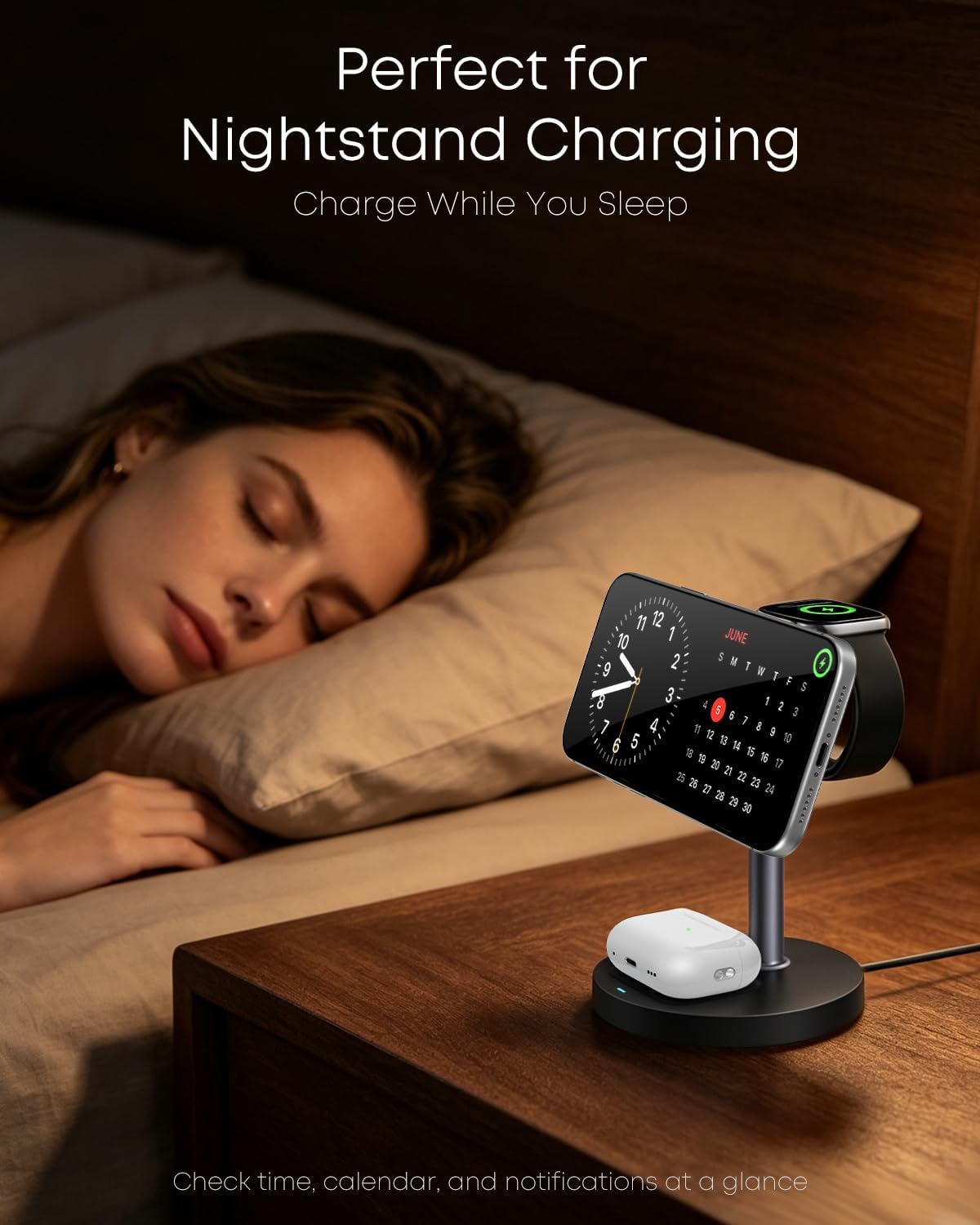 3 in 1 Magnetic Wireless Charging Station, 15W Charger for iPhone, White