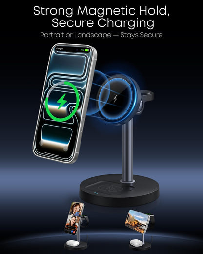 3 in 1 Magnetic Wireless Charging Station, 15W Charger for iPhone, White