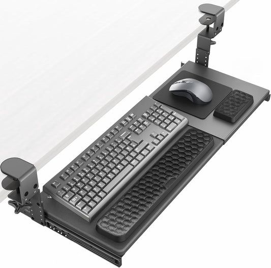Black Clamp-on 23” to 30” x 11" Adjustable Keyboard Tray, Mount-KBST1