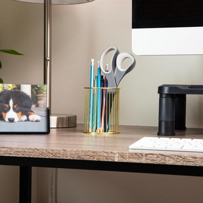 Pen and Accessories Holder, Desktop Organizer, Office, Metal Mesh, 3.5"L x 3.5"W x 3.75"H, Set of 3, Black