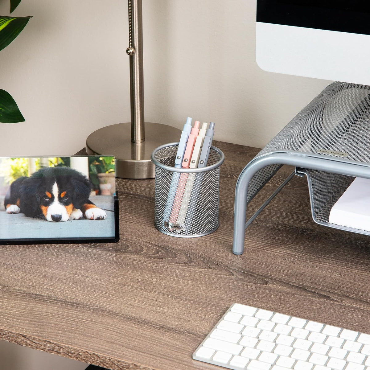 Pen and Accessories Holder, Desktop Organizer, Office, Metal Mesh, 3.5"L x 3.5"W x 3.75"H, Set of 3, Black