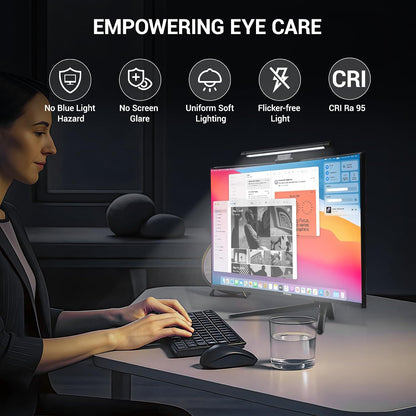 Monitor Light Bar, Computer Monitor Lamp, 250LM No Glare Eye-Care LED Screen Bar, Fit for Curved/Flat Monitor, USB Reading Screenbar for Home/Office/Work/Game