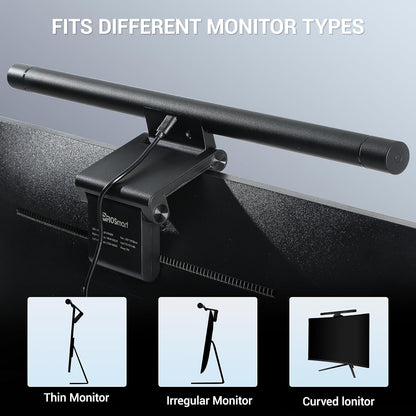 Monitor Light Bar, Computer Monitor Lamp, 250LM No Glare Eye-Care LED Screen Bar, Fit for Curved/Flat Monitor, USB Reading Screenbar for Home/Office/Work/Game
