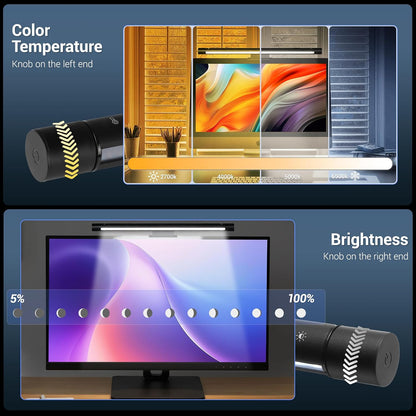 Monitor Light Bar, Computer Monitor Lamp, 250LM No Glare Eye-Care LED Screen Bar, Fit for Curved/Flat Monitor, USB Reading Screenbar for Home/Office/Work/Game