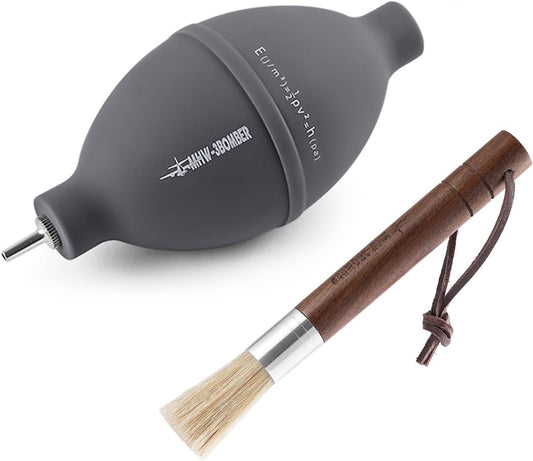 Air Blower and Coffee Grinder Cleaning Brush, Coffee Machine Cleaning Tool Set, Air Duster and Walnut Wood Brush Kit for Espresso, Camera, Keyboard, Coffee Powder Cleaning Tool CS7088-OS