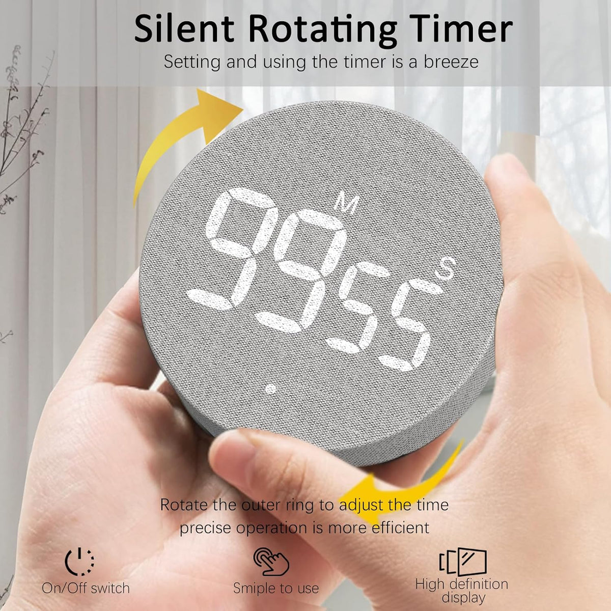AVINIA Digital Kitchen Timers, Visual timers Large LED Display Magnetic Countdown Countup Timer for Classroom Cooking Fitness Baking Studying Teaching, Easy for Kids and Seniors Black