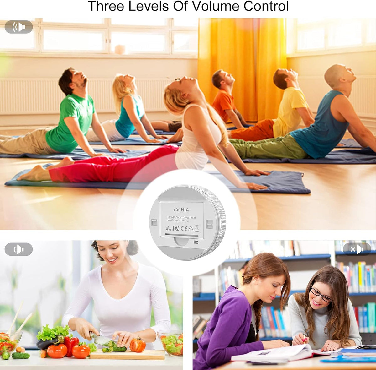 AVINIA Digital Kitchen Timers, Visual timers Large LED Display Magnetic Countdown Countup Timer for Classroom Cooking Fitness Baking Studying Teaching, Easy for Kids and Seniors Black
