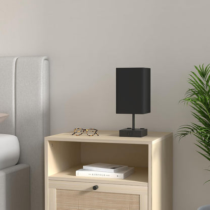 Bedside Table Lamp for Bedroom with 2 USB Ports, 14-Inch, Black
