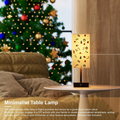 Bedside Table Lamp for Bedroom with 2 USB Ports, 14-Inch, Black